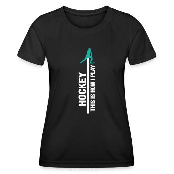 Feldhockey Hockey Penalty Hockeyzone - Frauen Funktions-T-Shirt - Schwarz - Vorne - AI Model Female 172 light (172cm)