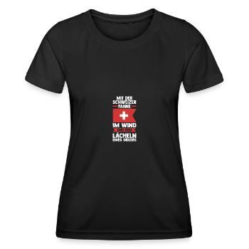 Schweizer Schweiz - Frauen Funktions-T-Shirt - Schwarz - Vorne - AI Model Female 172 light (172cm)