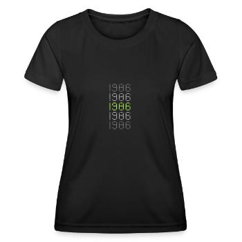 1986 - Frauen Funktions-T-Shirt - Schwarz - Vorne - AI Model Female 172 light (172cm)