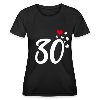 30 Herzen 30. Geburtstag Jubiläum - Frauen Funktions-T-Shirt - Schwarz - Vorne - AI Model Female 172 light (172cm)