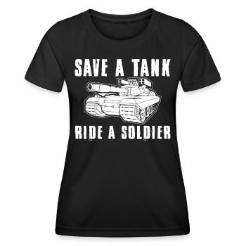 Tank Soldier- Panzer Tshirt- Soldat Geschenk - Frauen Funktions-T-Shirt - Schwarz - Vorne - AI Model Female 172 light (172cm)
