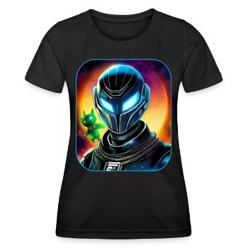 Weltraum Astronaut mit Alienfee - Frauen Funktions-T-Shirt - Schwarz - Vorne - AI Model Female 172 light (172cm)