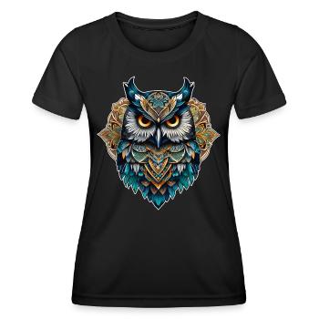 Coole Steampunk Eule - Frauen Funktions-T-Shirt - Schwarz - Vorne - AI Model Female 172 light (172cm)