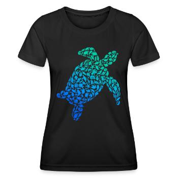Wasserschildkröte Meeresschildkröte Schildkröte - Frauen Funktions-T-Shirt - Schwarz - Vorne - AI Model Female 172 light (172cm)