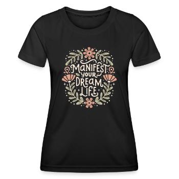 Manifestiere dein Traumleben: Gesetz der Anziehung - Frauen Funktions-T-Shirt - Schwarz - Vorne - AI Model Female 172 light (172cm)