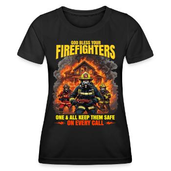 Gott segne die Feuerwehrleute Heroisches Design - Frauen Funktions-T-Shirt - Schwarz - Vorne - AI Model Female 172 light (172cm)