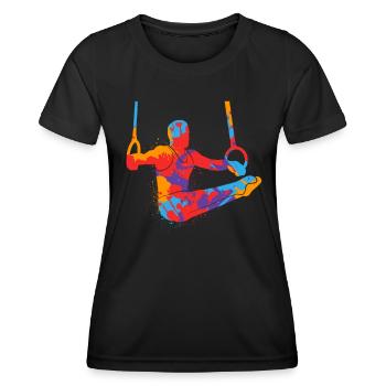 Bunter Turner Gymnastik Ringeturnen Jungen Turnen - Frauen Funktions-T-Shirt - Schwarz - Vorne - AI Model Female 172 light (172cm)