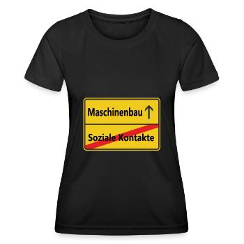 Soziale Kontakte? Maschinenbau - Frauen Funktions-T-Shirt - Schwarz - Vorne - AI Model Female 172 light (172cm)