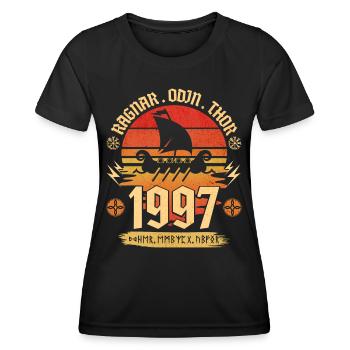 Viking Vintage 1997 25 Jahre Jubiläum - Frauen Funktions-T-Shirt - Schwarz - Vorne - AI Model Female 172 light (172cm)