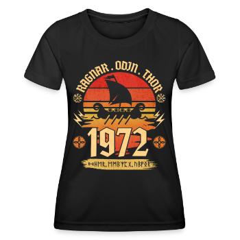 Viking Vintage 1972 50 Jahre Jubiläum - Frauen Funktions-T-Shirt - Schwarz - Vorne - AI Model Female 172 light (172cm)