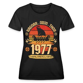 Viking Vintage 1977 45 Jahre Jubiläum - Frauen Funktions-T-Shirt - Schwarz - Vorne - AI Model Female 172 light (172cm)