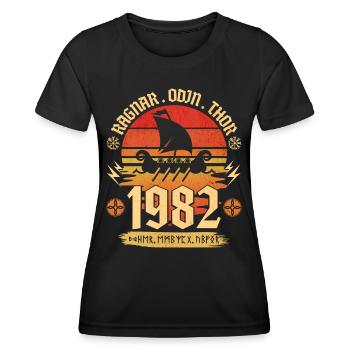 Viking Vintage 1982 40 Jahre Jubiläum - Frauen Funktions-T-Shirt - Schwarz - Vorne - AI Model Female 172 light (172cm)