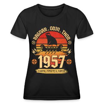 Viking Vintage 1957 65 Jahre Jubiläum - Frauen Funktions-T-Shirt - Schwarz - Vorne - AI Model Female 172 light (172cm)
