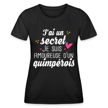 Quimpérois Quimper Femme Amoureuse Cadeau Humour - T-shirt sport Femme - noir - Devant - AI Model Female 172 light (172cm)