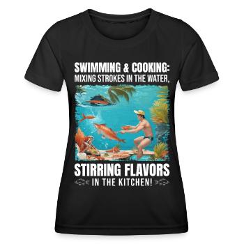 Schwimmen und Kochen - Frauen Funktions-T-Shirt - Schwarz - Vorne - AI Model Female 172 light (172cm)