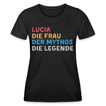 Lucia Fau Mythos Legende - Frauen Funktions-T-Shirt - Schwarz - Vorne - AI Model Female 172 light (172cm)