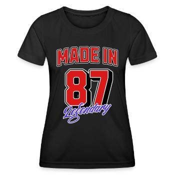 Made in 87 – Design vintage d’anniversaire légendaire - T-shirt sport Femme - noir - Devant - AI Model Female 172 light (172cm)