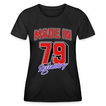 Made in 79 – Design vintage d’anniversaire légendaire - T-shirt sport Femme - noir - Devant - AI Model Female 172 light (172cm)