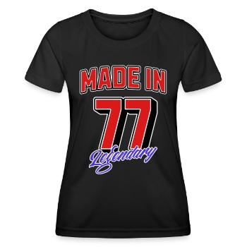 Made in 77 – Legendary Birthday Vintage Design - Women's Functional T-Shirt - black - Front - AI Model Female 172 light (172cm)