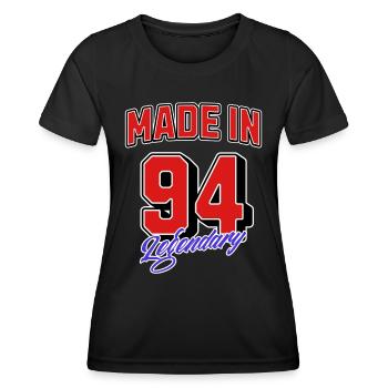 Made in 94 – Design vintage d’anniversaire légendaire - T-shirt sport Femme - noir - Devant - AI Model Female 172 light (172cm)