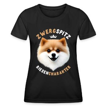Zwergspitz - Riesen Charakter - Spruch - Frauen Funktions-T-Shirt - Schwarz - Vorne - AI Model Female 172 light (172cm)