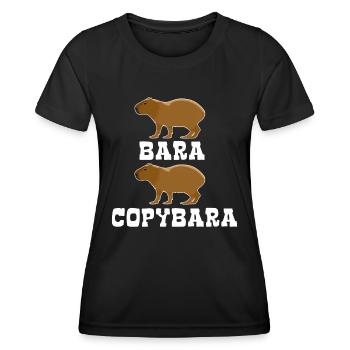 Copybara - Capybara Wortspiel Copy Style - Frauen Funktions-T-Shirt - Schwarz - Vorne - AI Model Female 172 light (172cm)