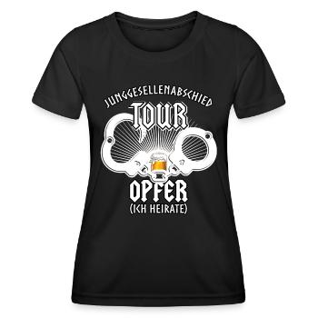 Junggesellenabschied Tour Opfer Ich heirate - Frauen Funktions-T-Shirt - Schwarz - Vorne - AI Model Female 172 light (172cm)