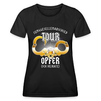 Junggesellenabschied Tour Opfer Ich heirate - Frauen Funktions-T-Shirt - Schwarz - Vorne - AI Model Female 172 light (172cm)