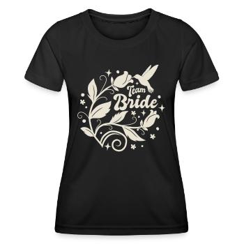Hen Party - Team Bride - Blumenkranz - Women's Functional T-Shirt - black - Front - AI Model Female 172 light (172cm)