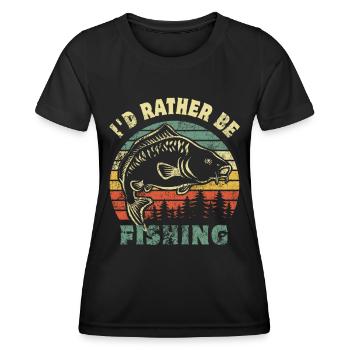 Angler - angeln - I'd rather be fishing - Frauen Funktions-T-Shirt - Schwarz - Vorne - AI Model Female 172 light (172cm)