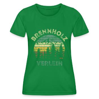Brennholz Verleih - Ironie - Spruch - Frauen Funktions-T-Shirt - Kelly Green - Vorne - AI Model Female 172 dark (172cm)
