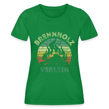 Brennholz Verleih - Ironie - Spruch - Frauen Funktions-T-Shirt - Kelly Green - Vorne - AI Model Female 172 dark (172cm)