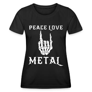 Peace Love Metal - Heavy Metal Musik - Frauen Funktions-T-Shirt - Schwarz - Vorne - AI Model Female 172 light (172cm)