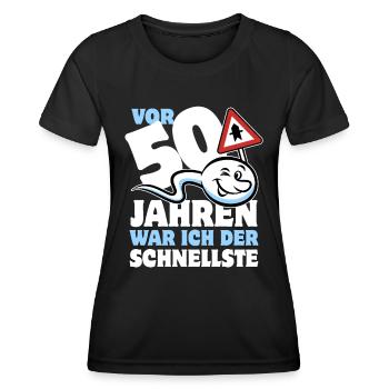 Vor 50 Jahren war ich der Schnellste - Geschenk - Frauen Funktions-T-Shirt - Schwarz - Vorne - AI Model Female 172 light (172cm)