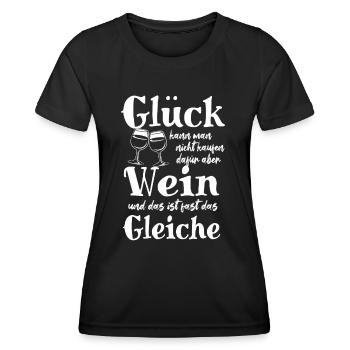 Glück kann man nicht kaufen - aber Wein - Frauen Funktions-T-Shirt - Schwarz - Vorne - AI Model Female 172 light (172cm)