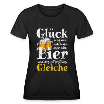 Glück kann man nicht kaufen - aber Bier - Frauen Funktions-T-Shirt - Schwarz - Vorne - AI Model Female 172 light (172cm)