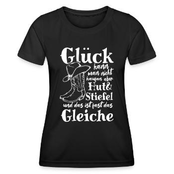 Glück kann man nicht kaufen Linedance Hut Stiefel - Frauen Funktions-T-Shirt - Schwarz - Vorne - AI Model Female 172 light (172cm)