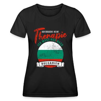 Ich brauche keine Therapie ich muss nach Bulgarien - Frauen Funktions-T-Shirt - Schwarz - Vorne - AI Model Female 172 light (172cm)