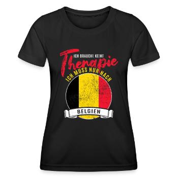 Ich brauche keine Therapie ich muss nach Belgien - Frauen Funktions-T-Shirt - Schwarz - Vorne - AI Model Female 172 light (172cm)