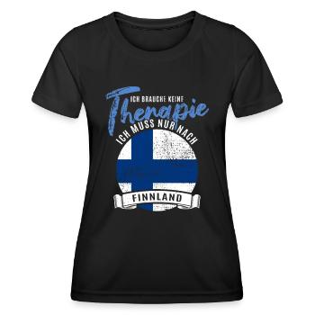 Ich brauche keine Therapie ich muss nach Finnland - Frauen Funktions-T-Shirt - Schwarz - Vorne - AI Model Female 172 light (172cm)