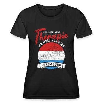 Ich brauche keine Therapie ich muss nach Luxemburg - Frauen Funktions-T-Shirt - Schwarz - Vorne - AI Model Female 172 light (172cm)