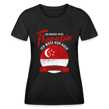 Ich brauche keine Therapie ich muss nach Singapur - Frauen Funktions-T-Shirt - Schwarz - Vorne - AI Model Female 172 light (172cm)