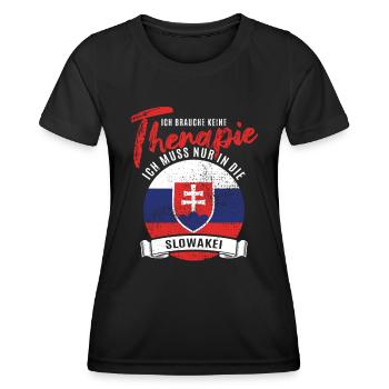 Ich brauch keine Therapie ich muss in die Slowakei - Frauen Funktions-T-Shirt - Schwarz - Vorne - AI Model Female 172 light (172cm)