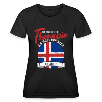Ich brauche keine Therapie ich muss nach Island - Frauen Funktions-T-Shirt - Schwarz - Vorne - AI Model Female 172 light (172cm)