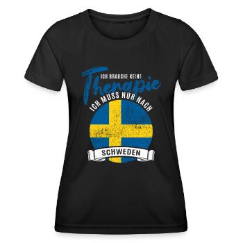 Ich brauche keine Therapie ich muss nach Schweden - Frauen Funktions-T-Shirt - Schwarz - Vorne - AI Model Female 172 light (172cm)