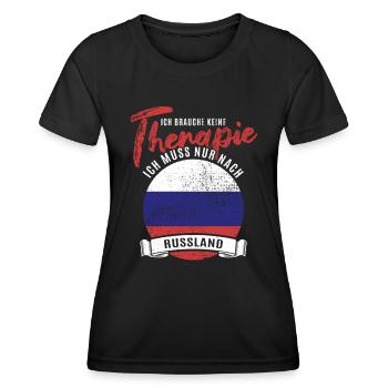 Ich brauche keine Therapie ich muss nach Russland - Frauen Funktions-T-Shirt - Schwarz - Vorne - AI Model Female 172 light (172cm)