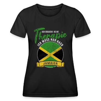 Ich brauche keine Therapie ich muss nach Jamaica - Frauen Funktions-T-Shirt - Schwarz - Vorne - AI Model Female 172 light (172cm)