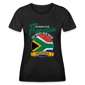 Ich brauche keine Therapie ich muss nach Südafrika - Frauen Funktions-T-Shirt - Schwarz - Vorne - AI Model Female 172 light (172cm)