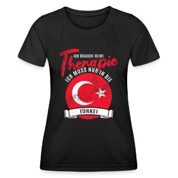 Ich brauche keine Therapie ich muss in die Türkei - Frauen Funktions-T-Shirt - Schwarz - Vorne - AI Model Female 172 light (172cm)