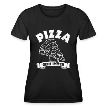 Pizza geht immer - Pizza Fan - Spruch - Frauen Funktions-T-Shirt - Schwarz - Vorne - AI Model Female 172 light (172cm)